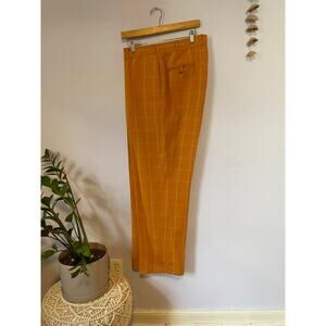 Orange Plaid Bills Khakis Linen Men's Dress Pants - (Waist 40" | Inseam 32")